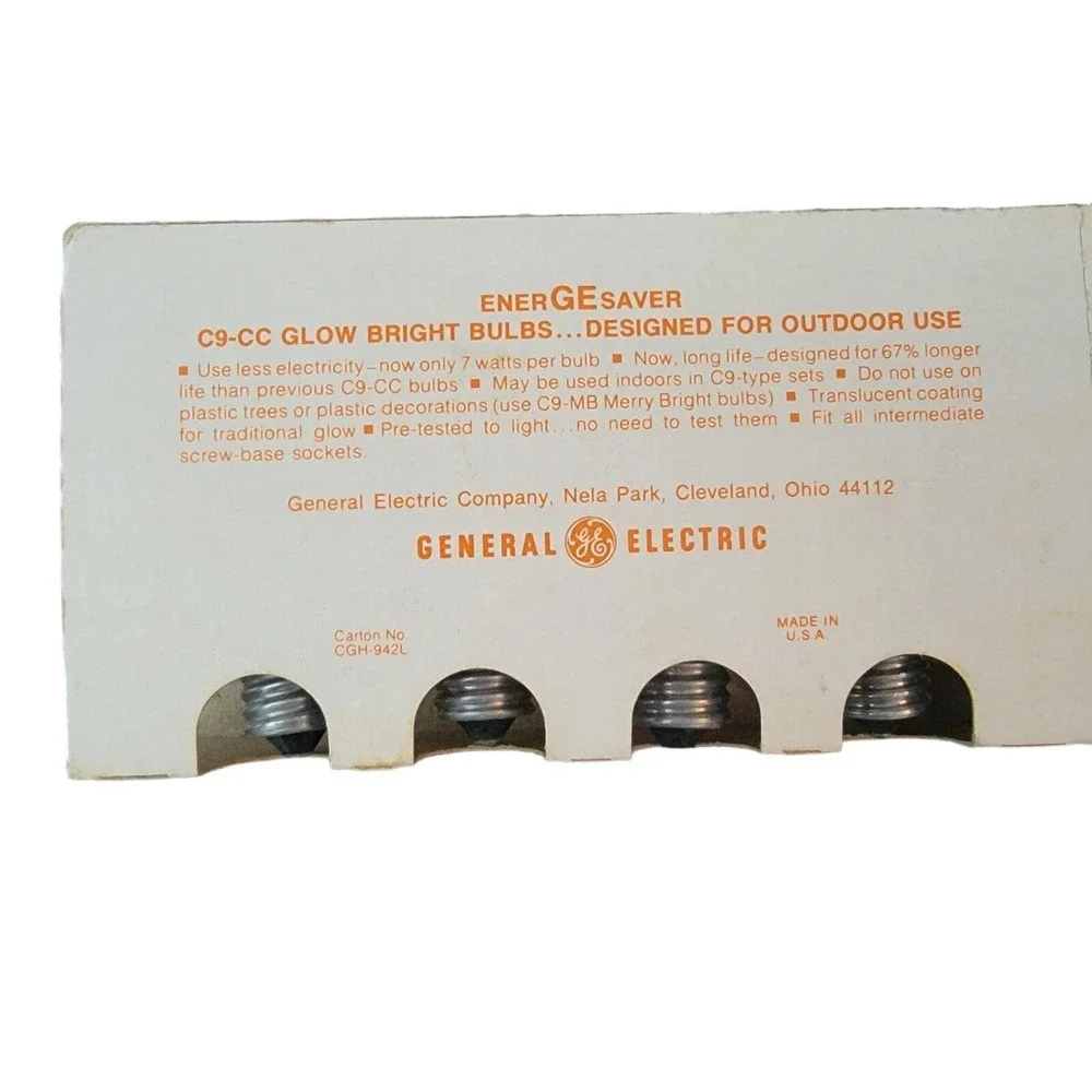 Lot of Vintage GE GLOW BRIGHT Christmas Bulbs C9-CC Outdoor MADE‎ IN USA